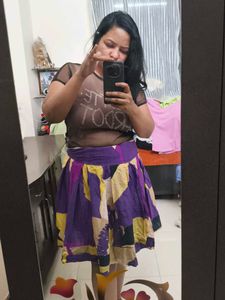 Purple Cotton Short Skirt