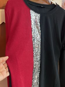 Chic Sequin Panel Long Sleeve Top