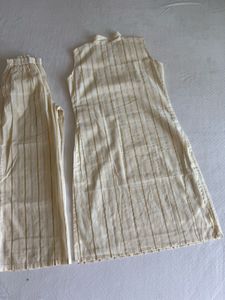 Elegant Cream Striped Kurta Set