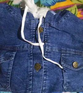 Stylish Denim Jacket with Fur Hood