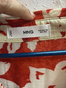 Mango 1xl  Floral Print Shirt Dress