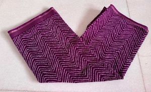 Magenta Chevron Print Cotton Linen Saree