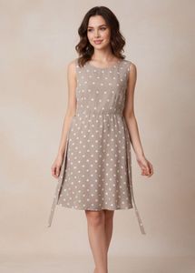 Max Beige Polka Dots Dress 🌸🤍✨