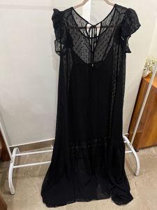 ANTHROPOLOGIE BLACK SHEER  LONG MAXI DRESS