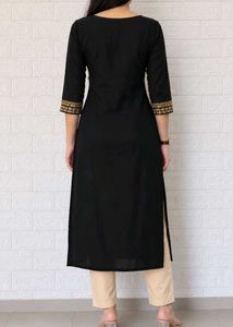 Elegant Black Kurta with Gold Embellishments