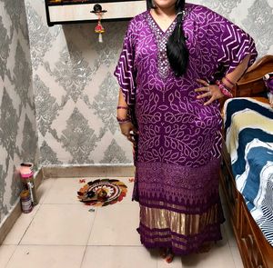 purple party wear kaftan long 44 bust