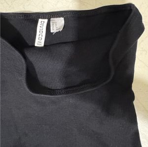 Black Ribbed Bandeau Top