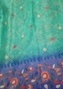 Beautiful Teal Saree with Floral Border