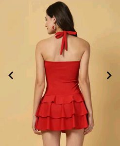 Red Ruffled Halter Swimsuit - XL Size - Brand New