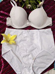 Elegant White Bra and high waist shaper