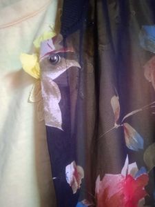 Floral Print Sheer Shrug with Cream Pants Set