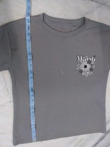 Grey Ribbed T-Shirt with Floral Detail