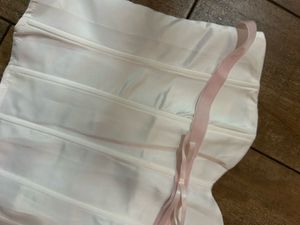 Imported White Corset Top with Pink Ribbon Bow