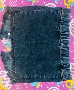 Denim Strapless Bustier Top