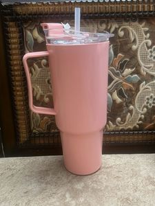 New Pink Tumbler with Straw and Handle