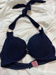 🧿Navy Blue Textured Bikini Top