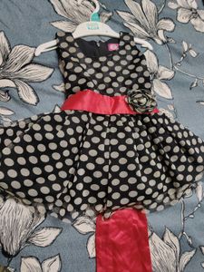Cute Polka Dot Dress with Red Sash