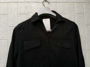 Korean Pintrest Classic Black Button-Up Shirt