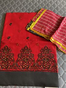 Red &amp; Black Dress Material