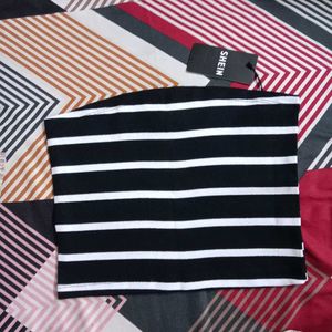 M size Striped Bandeau Crop Top