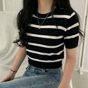 New with tag Korean Striped Knit Top
