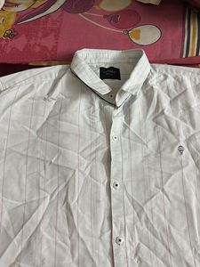 Men's White Striped Short Sleeve Shirt