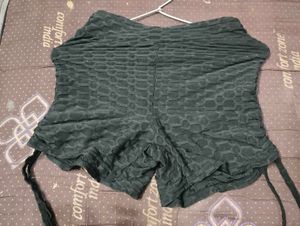 Textured Black booty shorts