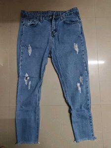 Distressed Straight Leg Jeans