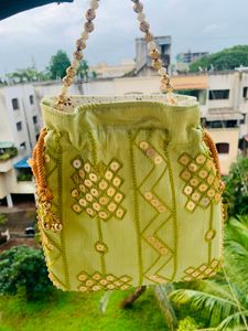 Green Embellished Pouch