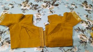 fix rate mustard totally new sari with stitch blou