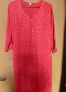 Vibrant Red Embroidered Kurta