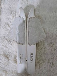 Go crazy  Quilted White Slides