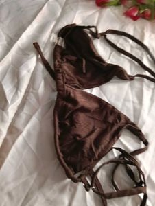 Brown Triangle Bikini Top