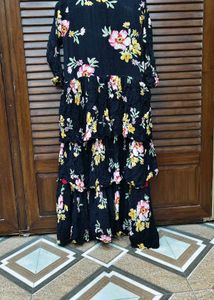 Black Floral Tiered Maxi Dress