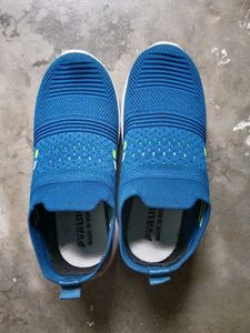 Blue Slip-On Knit Sneakers
