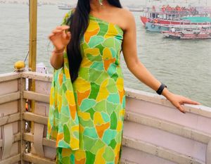 Unique Printed One-Shoulder Kurta