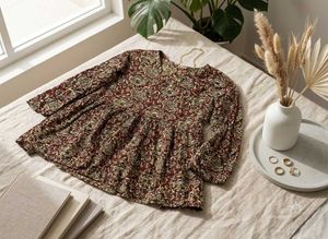 🍂Boho Maroon Paisley Print Peplum Top🍂