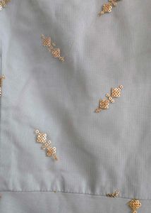 Stunning Festive Light Blue Gown with Gold Motifs