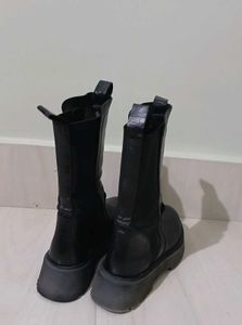 Black Chunky Platform Knee-High Boots