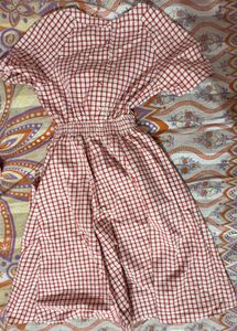 Red Checkered Midi Dress