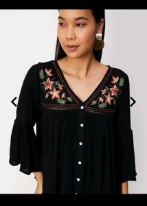 Embroidered Black Top /Tunic