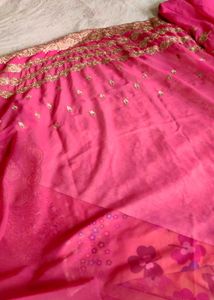 Stunning Pink Embroidered Saree (no blouse)