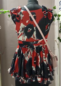 Floral Print V-Neck Mini Dress