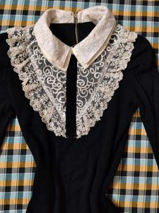 Black Lace Collar Dress
