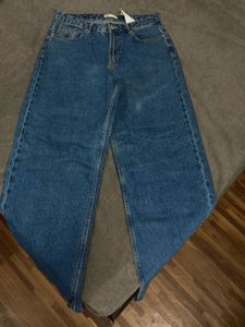 ZARA Dark Blue Wide Leg Denim Jeans