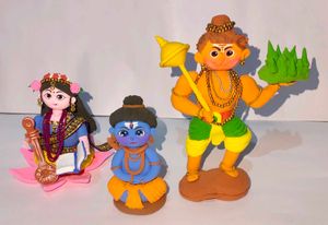 Shiv, Hanuman Ji And Saraswti Mata