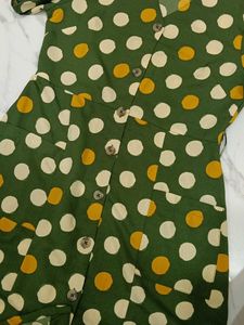 Green Polka Dot Button-Up Dress