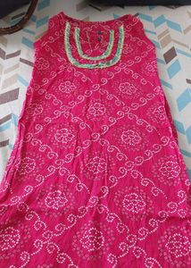Pink Bandhani Print Kurta 5-7 years