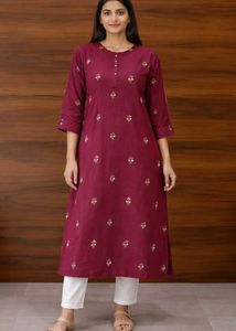 Elegant Maroon Embroidered Kurta
