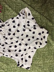 Cute Black &amp; White Heart Print Mini Dress | Soft S